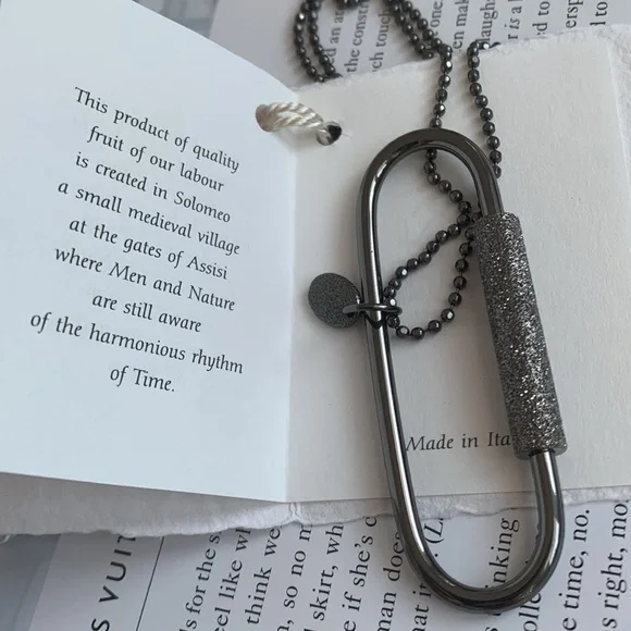 🔥❤️🔥 Brunello Cucinelli Monili Chain Beaded Necklace W/Sparkly Pendant 🔥❤️🔥 - Picture 8 of 13